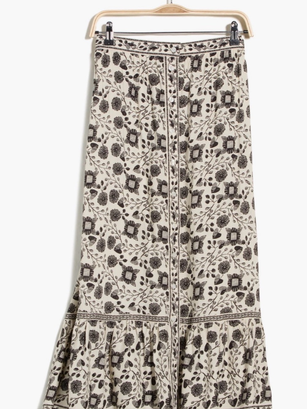 Max Studio Designer Black & White Floral Maxi Button Skirt - Women's Size Large